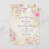 ロマンチックピンクフローラウォーターカラーキンセアニェラ セーブザデート (正面/裏面)