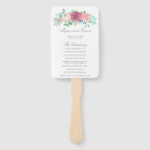 ロマンチックピンクフローラガーランド結婚式 プログラム ハンドファン (正面)