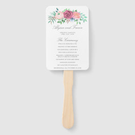 ロマンチックピンクフローラガーランド結婚式 プログラム ハンドファン