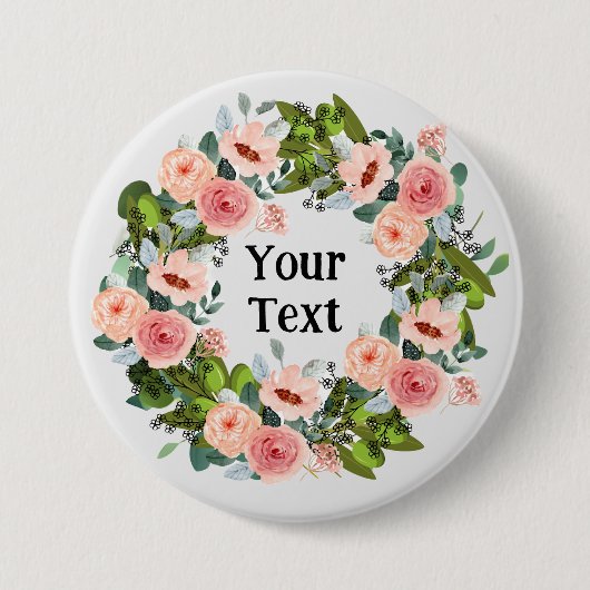 ロマンチックピンクフローラリースラペルエンブレイス 缶バッジ (正面)