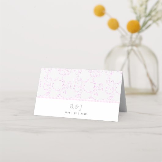 ロマンチックピンクフローラヴィンテージ座席表 プレイスカード (裏面)