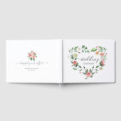 ロマンチックピンクフローラ結婚ハートズゲストブック ゲストブック (全面)