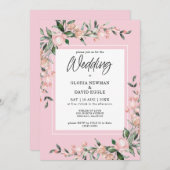 ロマンチックピンクフローラ結婚式招待状 招待状 (正面/裏面)