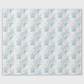 ロマンチックピンクブルーフラワーズブライダルシャワー ラッピングペーパー (フラット)