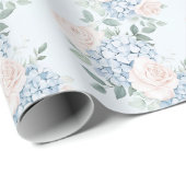 ロマンチックピンクブルーフラワーズブライダルシャワー ラッピングペーパー (ロールコーナー)