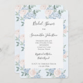 ロマンチックピンクブルーフラワーズブライダルシャワー 招待状 (正面/裏面)