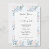 ロマンチックピンクブルーフラワーズブライダルシャワー 招待状 (正面)