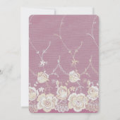 ロマンチックピンクホワイトレースフローラブライダルシャワー 招待状 (裏面)