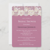 ロマンチックピンクホワイトレースフローラブライダルシャワー 招待状 (正面)