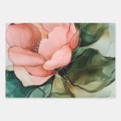 ロマンチックピンクホワイトローズフローラブライダルシャワー ラッピングペーパーシート (正面2)