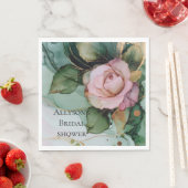 ロマンチックピンクホワイトローズ金ゴールド結婚フローラ スタンダードランチョンナプキン (インサイチュ)