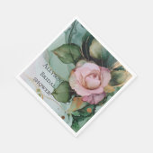ロマンチックピンクホワイトローズ金ゴールド結婚フローラ スタンダードランチョンナプキン (角)