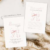 ロマンチックピンクボウブライダルシャワーデイトナイトカード エンクロージャーカード