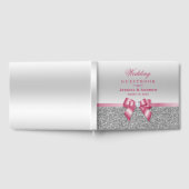 ロマンチックピンクボウ&シルバーグリッター結婚ズ ゲストブック (全面)