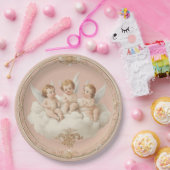 ロマンチックピンクロコケルブクラウド紙プレート ペーパープレート (パーティー)