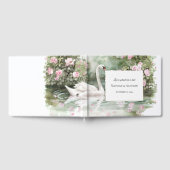 ロマンチックピンクローズアーチスワンレイク結婚ズ ゲストブック (全面)