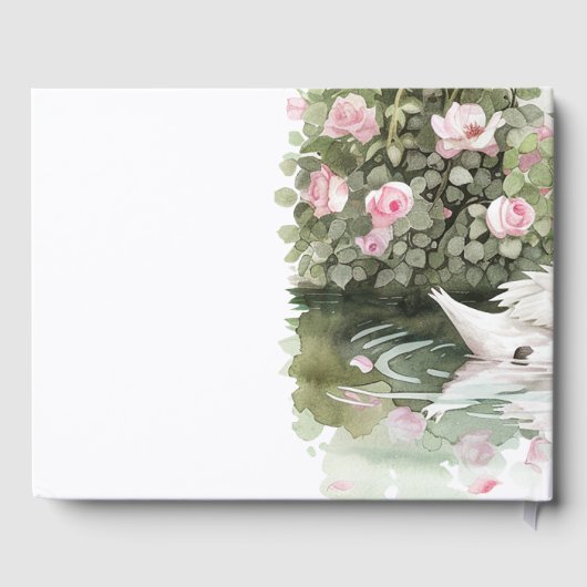 ロマンチックピンクローズアーチスワンレイク結婚ズ ゲストブック (裏面)