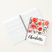 ロマンチックピンクローズウォーターカラーフローラ ノートブック (内部)