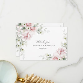 ロマンチックピンクローズウォーター結婚カラーズサンキュー  サンキューカード