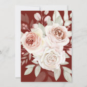 ロマンチックピンクローズオンブルゴーニュブライダルシャワー 招待状 (裏面)