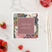 ロマンチックピンクローズカスタム文字フラワーブーケ スタンダードカクテルナプキン (インサイチュ)