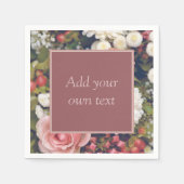 ロマンチックピンクローズカスタム文字フラワーブーケ スタンダードカクテルナプキン (正面)