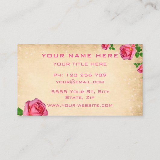 ロマンチックピンクローズガーデンフローラプロフェッショナル 名刺 (裏面)