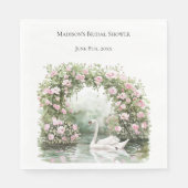 ロマンチックピンクローズスワンレイクフローラブライダルシャワー スタンダードランチョンナプキン (正面)