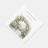 ロマンチックピンクローズスワンレイクフローラブライダルシャワー スタンダードランチョンナプキン (角)