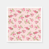 ロマンチックピンクローズフローラペーパーナプキン スタンダードカクテルナプキン (正面)