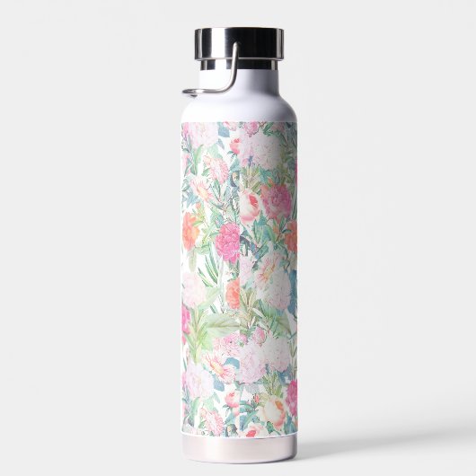 ロマンチックピンクローズフローラヴィンテージデザイン ウォーターボトル (右面)