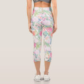 ロマンチックピンクローズフローラヴィンテージデザイン カプリレギンス (裏面)