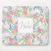 ロマンチックピンクローズフローラヴィンテージデザイン マウスパッド (正面)