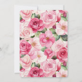 ロマンチックピンクローズフローラ結婚ズ 招待状 (裏面)