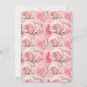 ロマンチックピンクローズフローラ結婚ズ 招待状 (裏面)