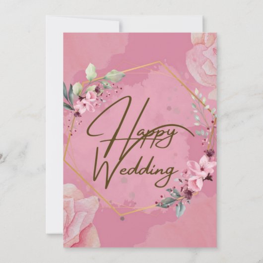 ロマンチックピンクローズ結婚式招待状 招待状 (裏面)