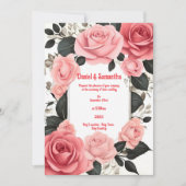 ロマンチックピンクローズ結婚式招待状 招待状 (正面)