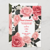 ロマンチックピンクローズ結婚式招待状 招待状 (正面/裏面)