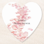 ロマンチックピンクローズ花びらフローラブライダルシャワー ペーパーコースター (正面)