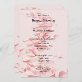 ロマンチックピンクローズ花びらフローラブライダルシャワー 招待状 (正面/裏面)