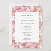 ロマンチックピンクローズ花びらフローラブライダルシャワー 招待状 (正面)