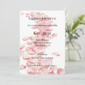 ロマンチックピンクローズ花びらフローラ誕生日 招待状 (スタンド正面)