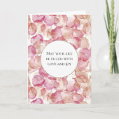 ロマンチックピンクローズ花びら結婚フローラ カード (正面)