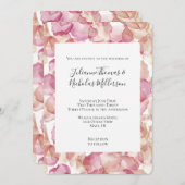 ロマンチックピンクローズ花びら結婚フローラ 招待状 (正面/裏面)