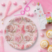 ロマンチックピンクローゼスフローラブライダルシャワー ペーパープレート (パーティー)