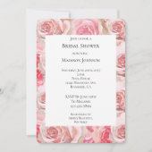 ロマンチックピンクローゼスフローラブライダルシャワー 招待状 (正面)