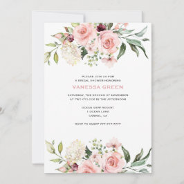 ロマンチックピンクローゼスブライダルシャワー 招待状