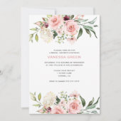 ロマンチックピンクローゼスブライダルシャワー 招待状 (正面)