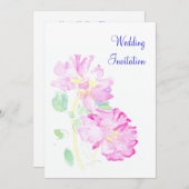 ロマンチックピンクローゼス結婚式招待状 招待状 (正面/裏面)