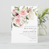 ロマンチックピンクローゼズダスティバラ結婚式招待状 招待状 (スタンド正面)